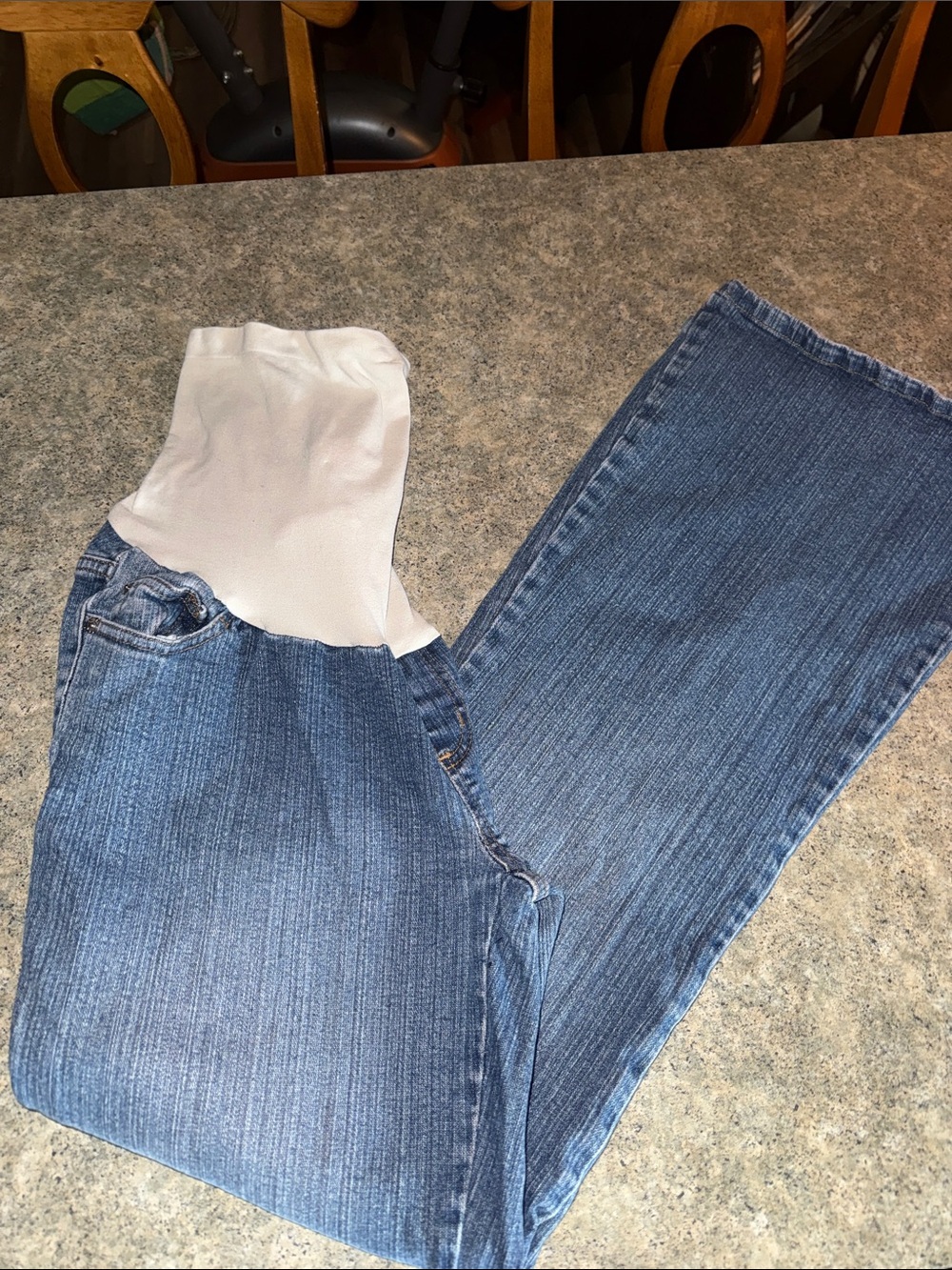 Oh Baby by Motherhood Blue Denim Maternity Jeans with White Stretch Waistband